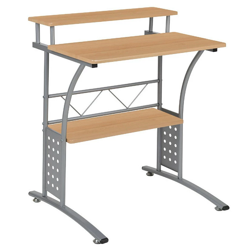Cheapest 🥰 Emma + Oliver Maple Computer Desk with Top and Lower Storage Shelves 😀 3 Cheapest 🥰 Emma + Oliver Maple Computer Desk with Top and Lower Storage Shelves 😀