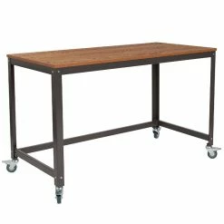 Coupon โ๏ธ Emma + Oliver Mobile Computer Table Desk in Brown Oak Wood Grain Finish ๐คฉ