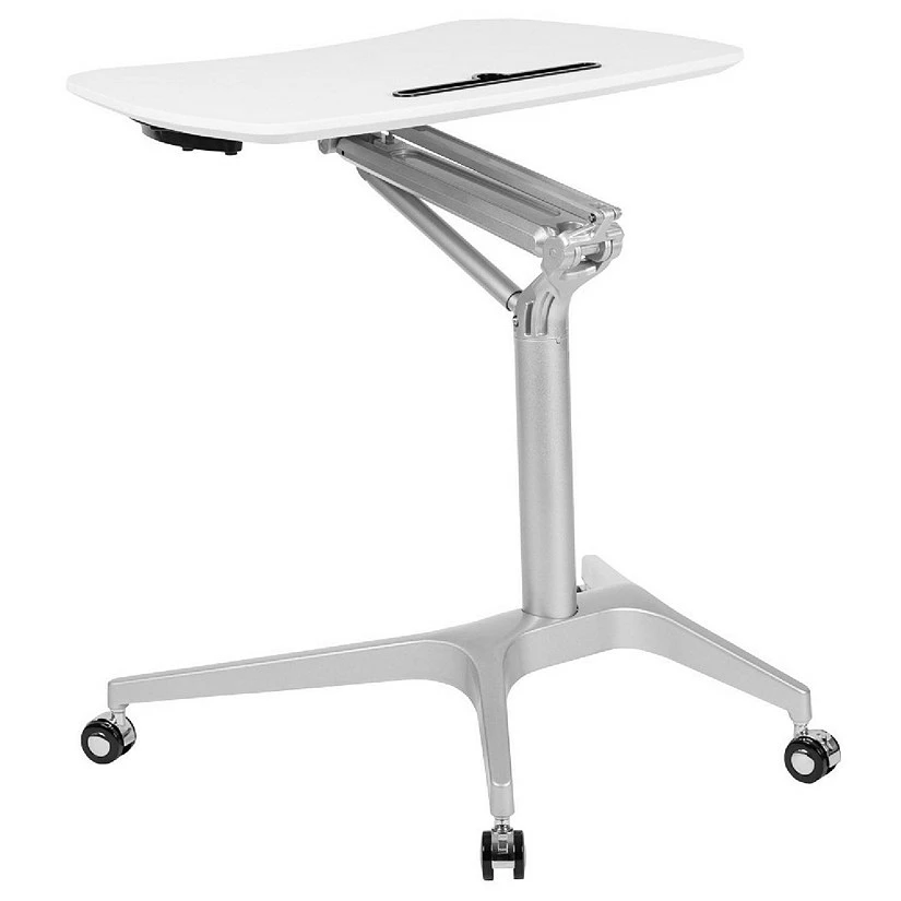 Outlet ⭐ Emma + Oliver Mobile Sit-Down, Stand-Up White Ergonomic Computer Desk - Standing Desk ✔️ 3 Outlet ⭐ Emma + Oliver Mobile Sit-Down, Stand-Up White Ergonomic Computer Desk - Standing Desk ✔️