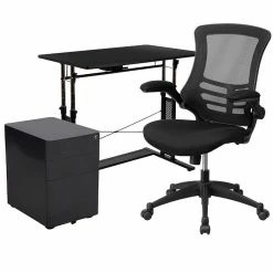 Best Pirce ๐ Emma + Oliver Work From Home Kit-Adjustable Desk, Ergonomic Mesh Office Chair, Filing Cabinet ๐