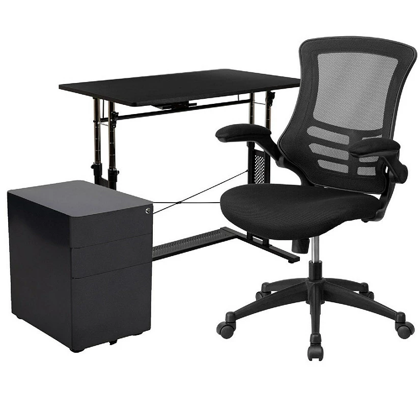 Best Pirce ๐ Emma + Oliver Work From Home Kit-Adjustable Desk, Ergonomic Mesh Office Chair, Filing Cabinet ๐ 3 Best Pirce ๐ Emma + Oliver Work From Home Kit-Adjustable Desk, Ergonomic Mesh Office Chair, Filing Cabinet ๐