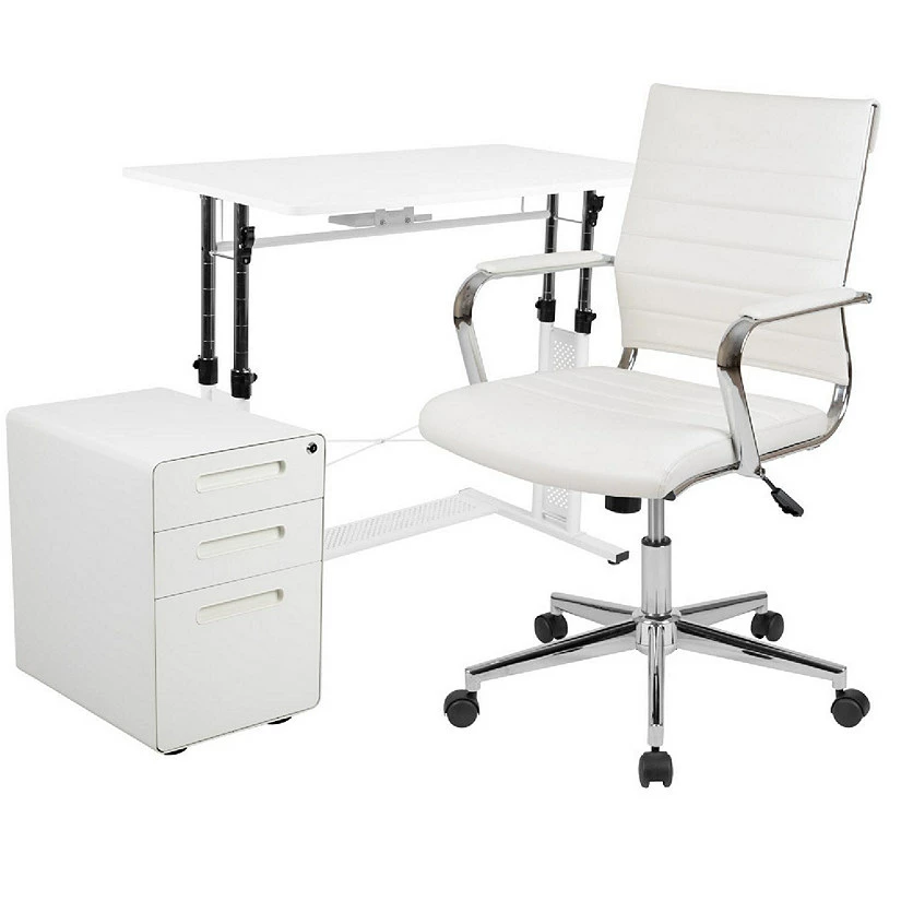 Best Sale ๐ฏ Emma + Oliver Work From Home Kit-Adjustable Desk, LeatherSoft Office Chair, Filing Cabinet โจ 3 Best Sale ๐ฏ Emma + Oliver Work From Home Kit-Adjustable Desk, LeatherSoft Office Chair, Filing Cabinet โจ