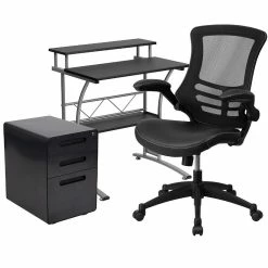 Buy 🎉 Emma + Oliver Work From Home Kit-Computer Desk, Mesh/LeatherSoft Office Chair, File Cabinet ✨