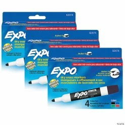 Best Sale ๐ EXPO Low Odor Dry Erase Markers, Bullet Tip, Assorted Colors, 4 Per Pack, 3 Packs ๐ฏ