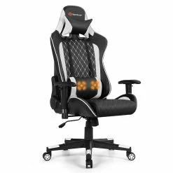 Best Pirce ๐ Goplus Massage Gaming Chair Reclining Racing Chair w/Lumbar Support and Headrest White โจ