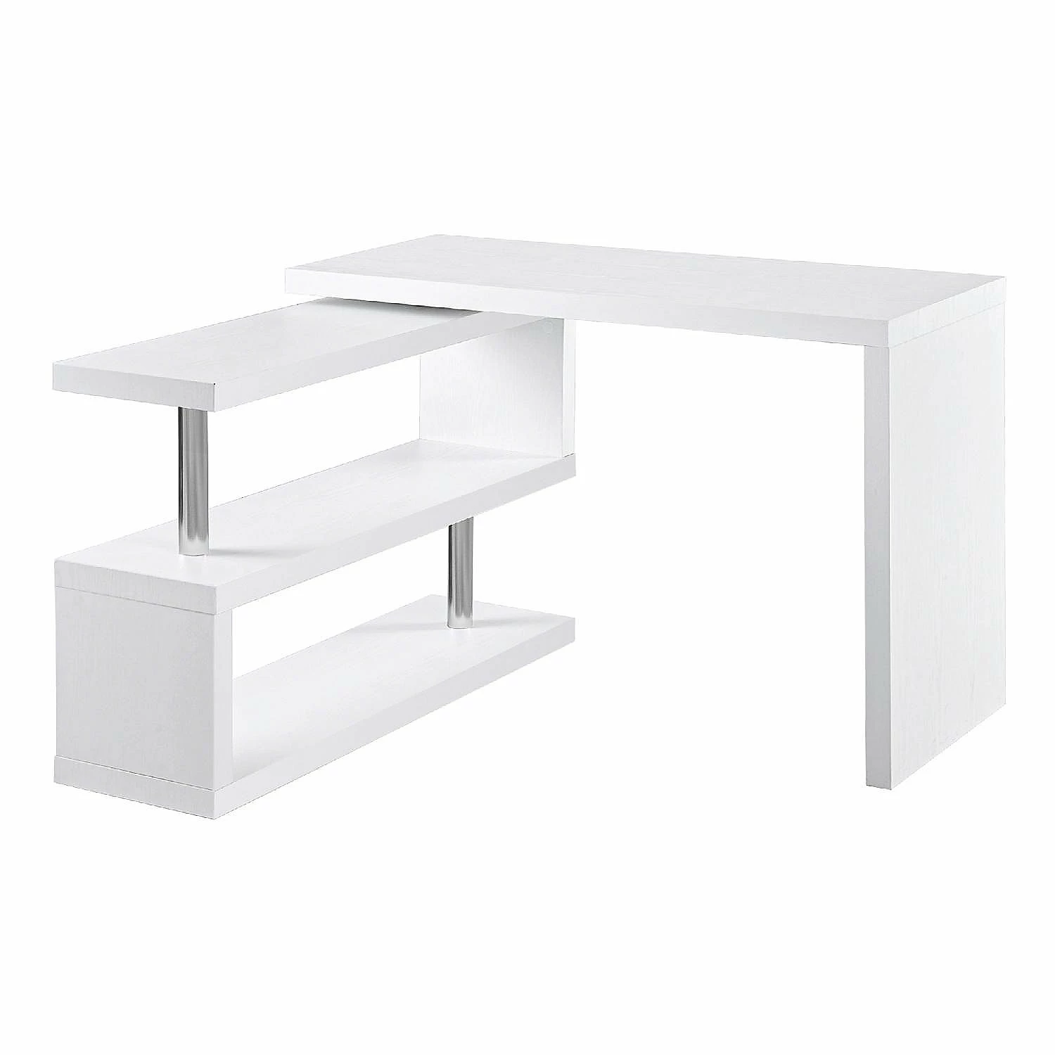 Discount 🤩 HOMCOM 360 degree Rotating Corner Computer Desk Modern L Shaped Home Office Workstation with 2 Storage Shelves Bookshelf White 👍 3 Discount 🤩 HOMCOM 360 degree Rotating Corner Computer Desk Modern L Shaped Home Office Workstation with 2 Storage Shelves Bookshelf White 👍
