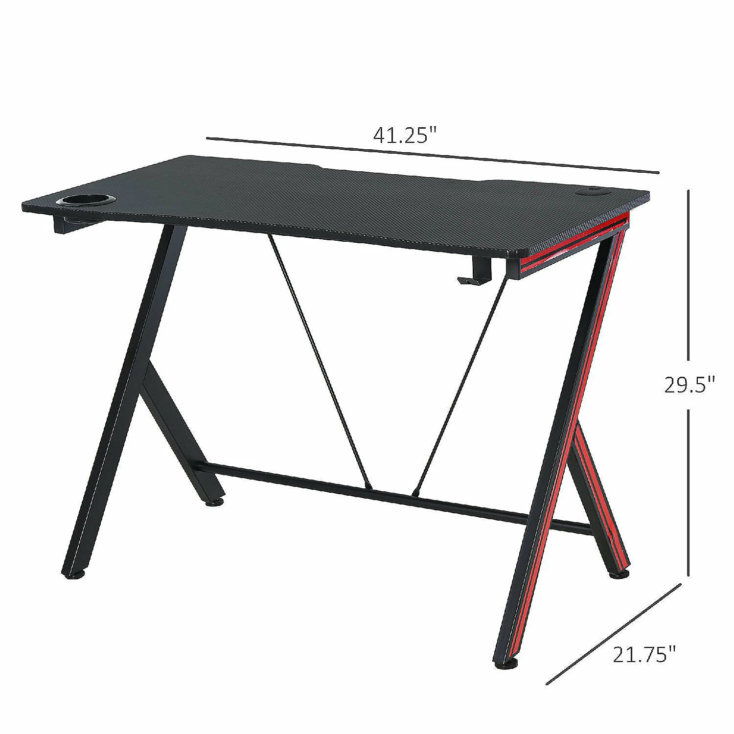 Best Sale ๐ HomCom 41 inch Gaming Computer Desk Home Office Gamer Table Workstation with Cup Holder Headphone Hook Cable Management Carbon Fiber Surface โญ 6 Best Sale ๐ HomCom 41 inch Gaming Computer Desk Home Office Gamer Table Workstation with Cup Holder Headphone Hook Cable Management Carbon Fiber Surface โญ - Image 4