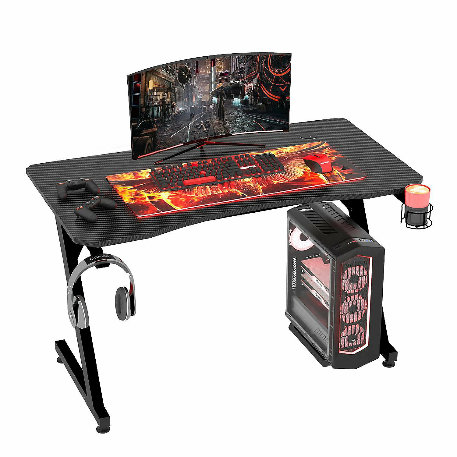 Promo 🌟 HOMCOM 47.25" Gaming Desk Computer Home Office Gamer Table Workstation Metal Frame with Cup Holder Headphone Hook Cable Management Black 🔥 5 Promo 🌟 HOMCOM 47.25" Gaming Desk Computer Home Office Gamer Table Workstation Metal Frame with Cup Holder Headphone Hook Cable Management Black 🔥 - Image 3