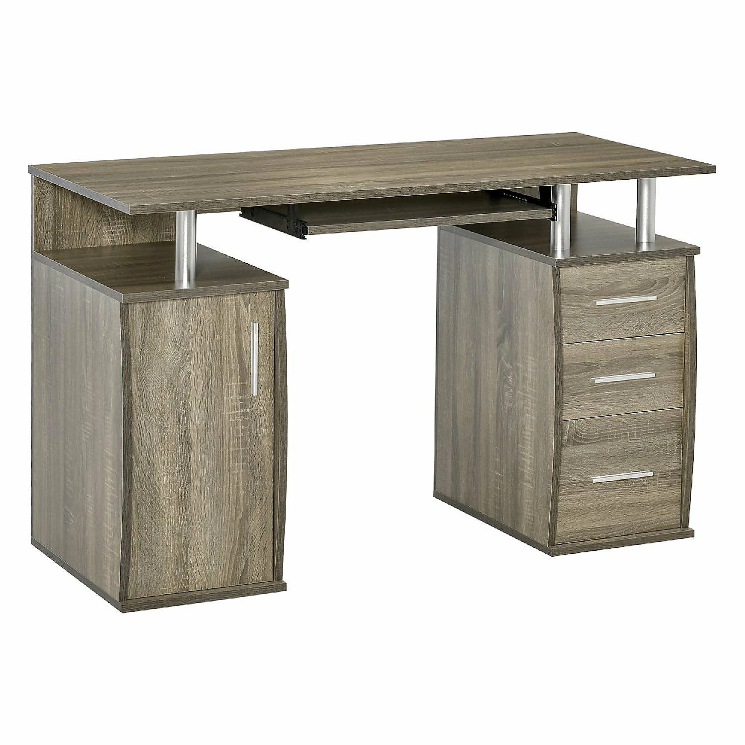 Budget ๐ HOMCOM 47" Computer Desk with Keyboard Tray and Storage Drawers Home Office Workstation Table with Storage Shelves Grey ๐ 3 Budget ๐ HOMCOM 47" Computer Desk with Keyboard Tray and Storage Drawers Home Office Workstation Table with Storage Shelves Grey ๐