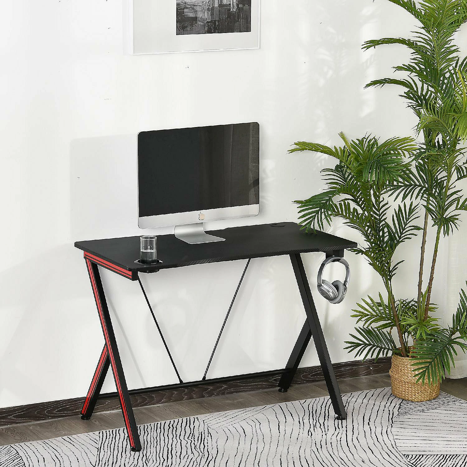 Best Pirce ๐ HomCom 47 inch Gaming Computer Desk Home Office Gamer Table Workstation with Cup Holder Headphone Hook Cable Management Carbon Fiber Surface ๐ 4 Best Pirce ๐ HomCom 47 inch Gaming Computer Desk Home Office Gamer Table Workstation with Cup Holder Headphone Hook Cable Management Carbon Fiber Surface ๐ - Image 2