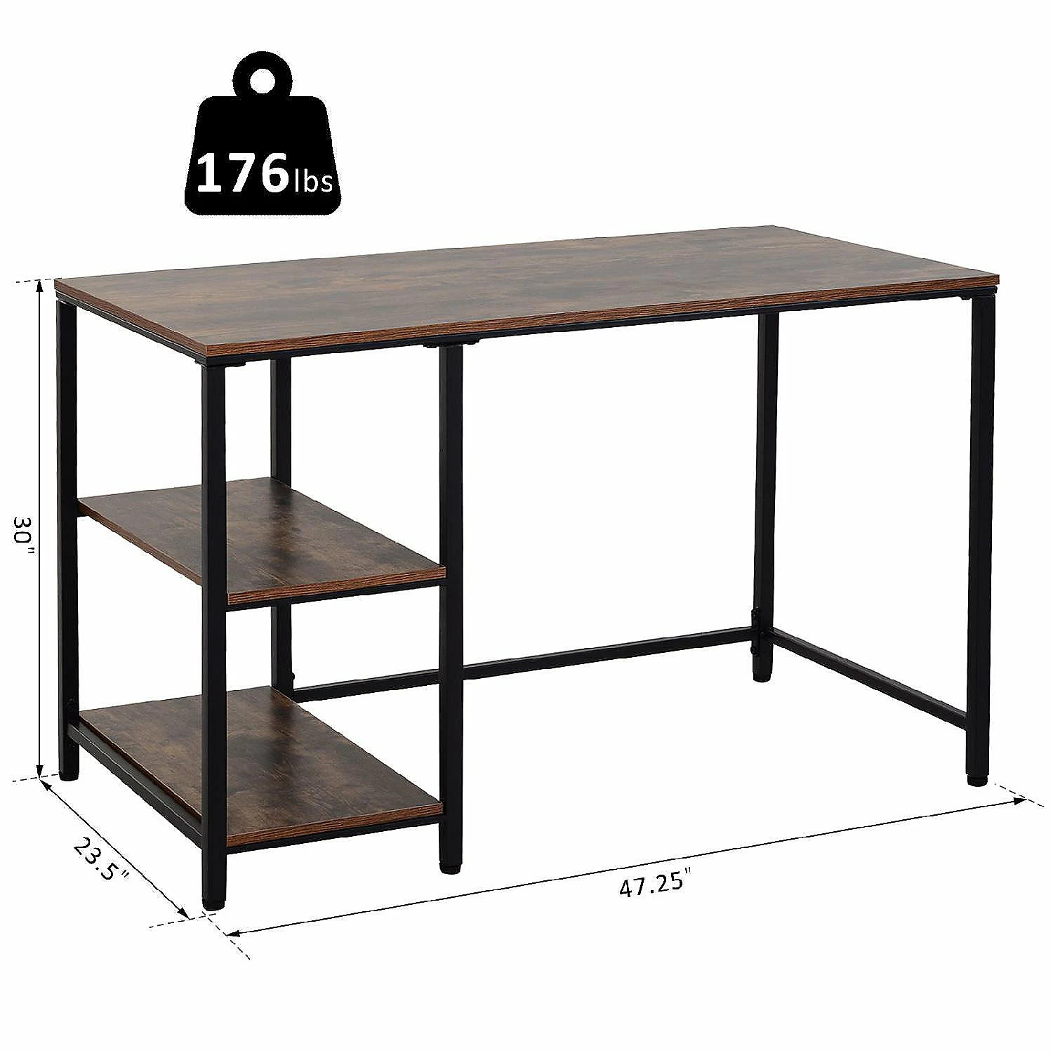 Outlet ๐ฏ HOMCOM 47" Modern/Industrial Computer Writing Desk with 2 Storage Shelves for Home Office Study or Game Room ๐ฏ 6 Outlet ๐ฏ HOMCOM 47" Modern/Industrial Computer Writing Desk with 2 Storage Shelves for Home Office Study or Game Room ๐ฏ - Image 4