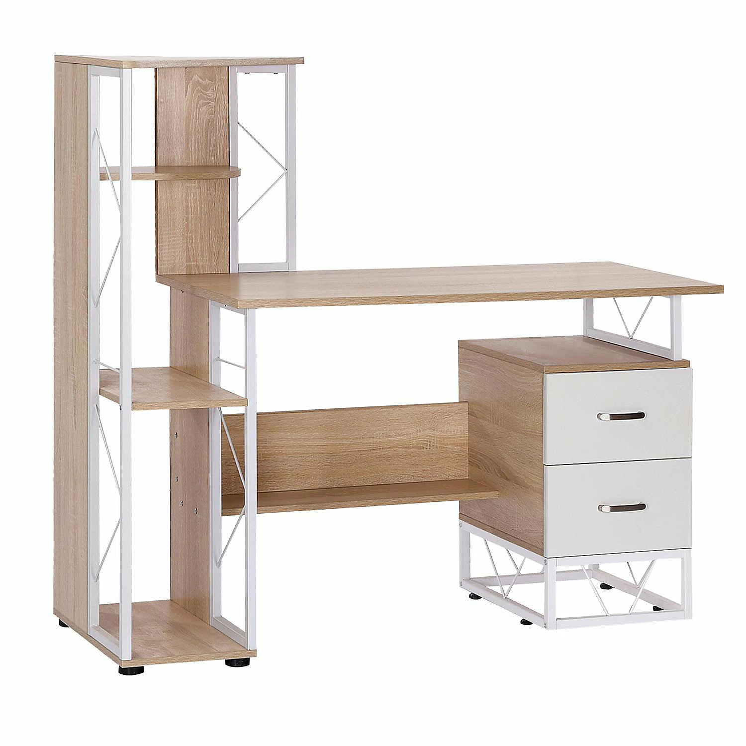 Coupon ๐ HOMCOM 52" Modern Multi Level Computer Desk Home Office Study Workstation with Storage Shelves Drawers and CPU Stand White/Oak Color ๐ 3 Coupon ๐ HOMCOM 52" Modern Multi Level Computer Desk Home Office Study Workstation with Storage Shelves Drawers and CPU Stand White/Oak Color ๐