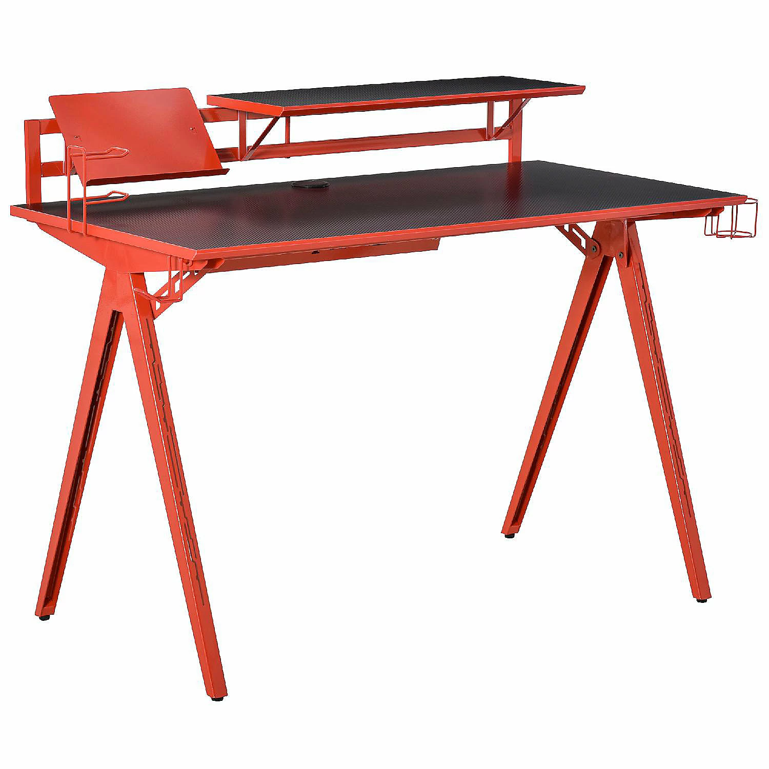 Hot Sale ❤️ HOMCOM 53" Gaming Desk Gamer Workstation with Monitor Shelf Gamepad Rack Cup Holder Headphone Hook and Cable Basket Red ⭐ 3 Hot Sale ❤️ HOMCOM 53" Gaming Desk Gamer Workstation with Monitor Shelf Gamepad Rack Cup Holder Headphone Hook and Cable Basket Red ⭐