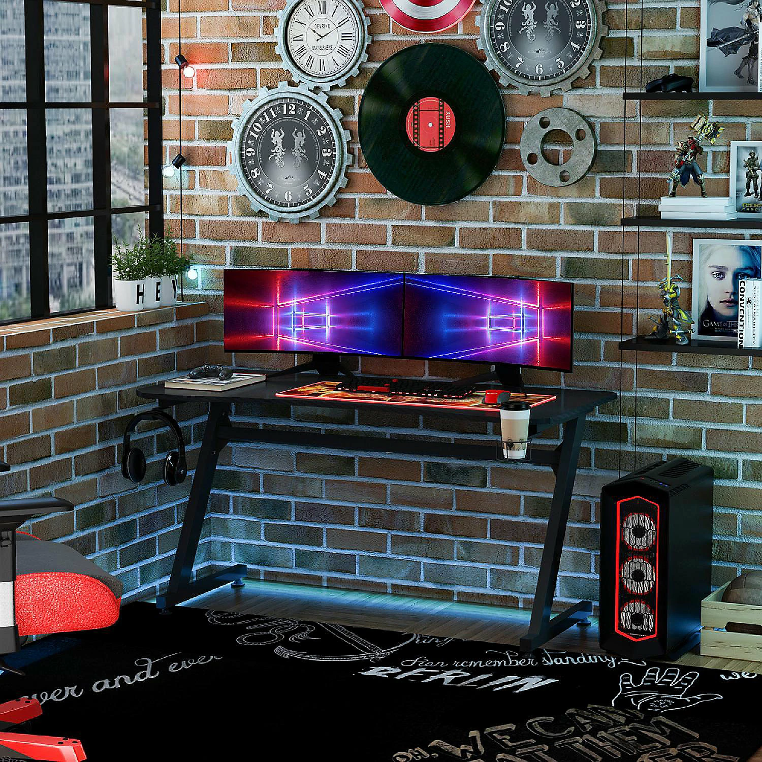 Cheapest ๐ HOMCOM 55" Gaming Desk Home Office Computer Desk Gamer Workstation with Cup Holder Headphone Hook and Cable Management Black โจ 4 Cheapest ๐ HOMCOM 55" Gaming Desk Home Office Computer Desk Gamer Workstation with Cup Holder Headphone Hook and Cable Management Black โจ - Image 2