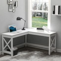 Outlet 🔥 HOMCOM 57" L Shaped Corner Desk Computer Home Office Desk and Writing Table White Wood Grain 👍 -BTSE Shop homcom 57 l shaped corner desk computer home office desk and writing table white wood grain14225457 a03NOWA