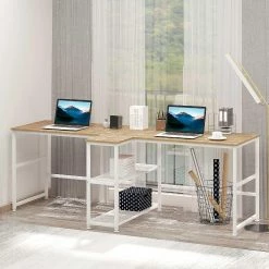Coupon ✨ HOMCOM 83" Two Person Computer Desk with 2 Storage Shelves Double Desk Workstation with Book Shelf Long Desk Table for Home Office Natural 👏 9 Coupon ✨ HOMCOM 83" Two Person Computer Desk with 2 Storage Shelves Double Desk Workstation with Book Shelf Long Desk Table for Home Office Natural 👏 -BTSE Shop homcom 83 two person computer desk with 2 storage shelves double desk workstation with book shelf long desk table for home office natural14225469 a03NOWA