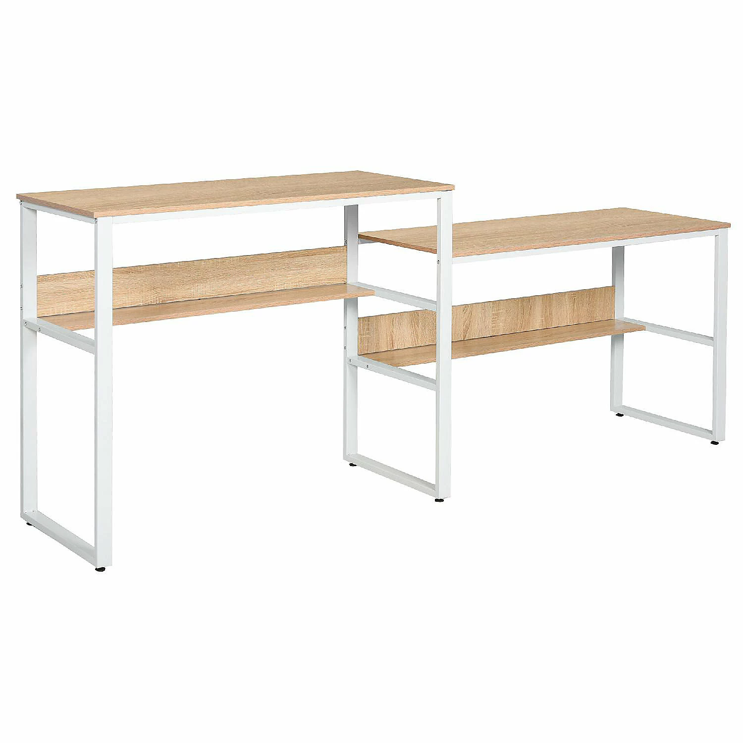 Best Sale π HOMCOM 86 Inch Two Person Desk Double Computer Table Writing Desk with Open Shelves Long Storage Workstation for Home Office White and Natural π₯ 4 Best Sale π HOMCOM 86 Inch Two Person Desk Double Computer Table Writing Desk with Open Shelves Long Storage Workstation for Home Office White and Natural π₯ - Image 2