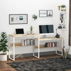 Best Sale π HOMCOM 86 Inch Two Person Desk Double Computer Table Writing Desk with Open Shelves Long Storage Workstation for Home Office White and Natural π₯ 9 Best Sale π HOMCOM 86 Inch Two Person Desk Double Computer Table Writing Desk with Open Shelves Long Storage Workstation for Home Office White and Natural π₯ -BTSE Shop homcom 86 inch two person desk double computer table writing desk with open shelves long storage workstation for home office white and natural14225479 a03NOWA