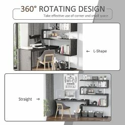 Promo ๐ HOMCOM 94" 4 Tier Rotating Versatile L Shaped Computer Desk Writing Table with Display Shelves and Steel Frame Black ๐ 8 Promo ๐ HOMCOM 94" 4 Tier Rotating Versatile L Shaped Computer Desk Writing Table with Display Shelves and Steel Frame Black ๐ -BTSE Shop homcom 94 4 tier rotating versatile l shaped computer desk writing table with display shelves and steel frame black14225513 a02NOWA