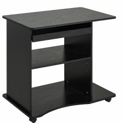 Outlet ๐คฉ HOMCOM Computer Desk Cart Mobile Small Office Workstation with Slide Out Keyboard Tray Adjustable Shelf and CPU Stand Black โญ