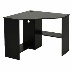 Coupon ๐ HOMCOM Corner Computer Desk with Storage Shelf Writing Table Study Workstation for Home Office Black ๐งจ