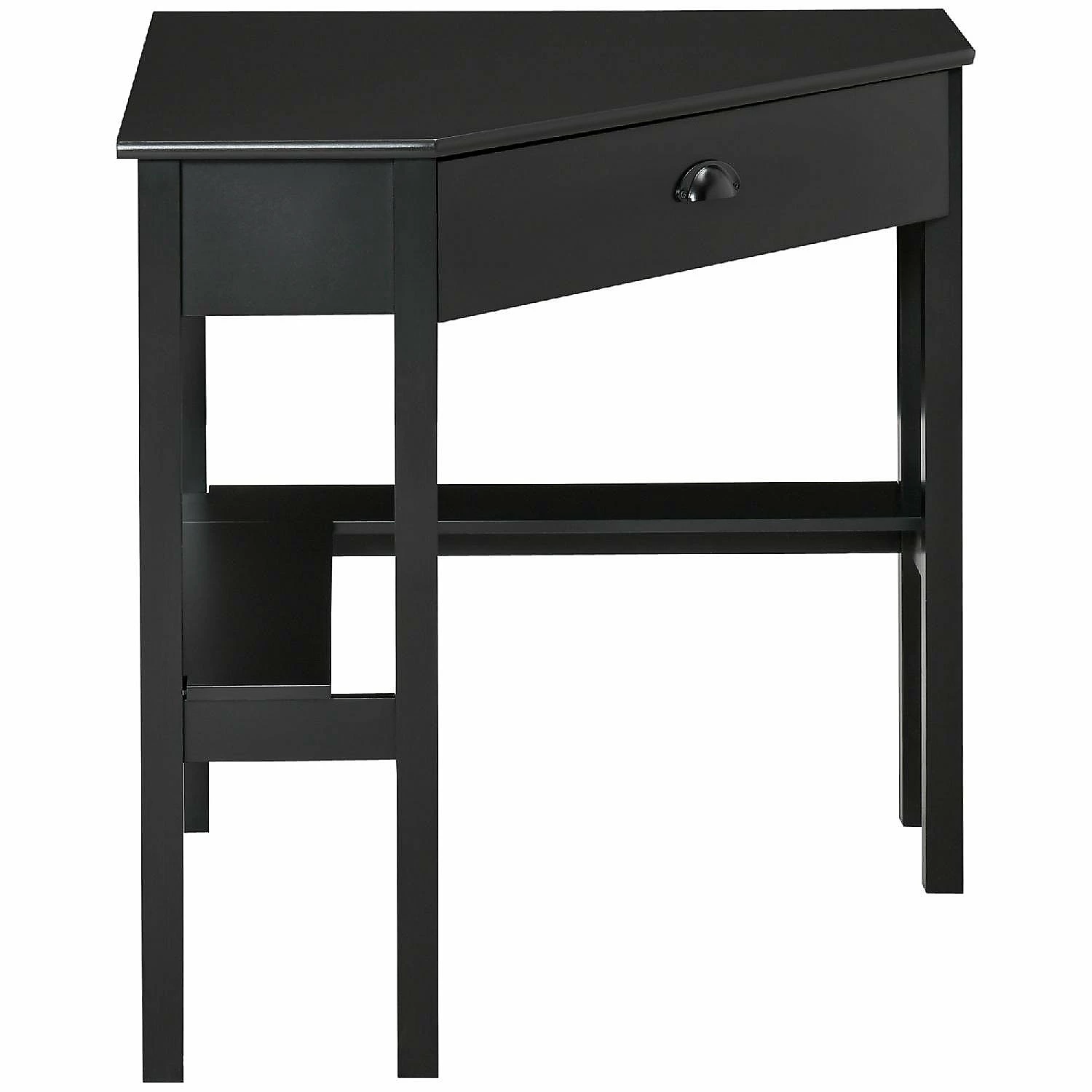 Wholesale ⭐ HOMCOM Corner Desk Triangle Computer Desk with Drawer and Storage Shelves for Small Space Home Office Workstation for Living Room Bedroom Black 🎉 4 Wholesale ⭐ HOMCOM Corner Desk Triangle Computer Desk with Drawer and Storage Shelves for Small Space Home Office Workstation for Living Room Bedroom Black 🎉 - Image 2