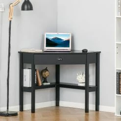 Wholesale ⭐ HOMCOM Corner Desk Triangle Computer Desk with Drawer and Storage Shelves for Small Space Home Office Workstation for Living Room Bedroom Black 🎉 9 Wholesale ⭐ HOMCOM Corner Desk Triangle Computer Desk with Drawer and Storage Shelves for Small Space Home Office Workstation for Living Room Bedroom Black 🎉 -BTSE Shop homcom corner desk triangle computer desk with drawer and storage shelves for small space home office workstation for living room bedroom black14225350 a03NOWA