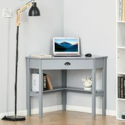 Deals ๐ฅ HOMCOM Corner Desk Triangle Computer Desk with Drawer and Storage Shelves for Small Space Home Office Workstation for Living Room Bedroom Grey โ 8 Deals ๐ฅ HOMCOM Corner Desk Triangle Computer Desk with Drawer and Storage Shelves for Small Space Home Office Workstation for Living Room Bedroom Grey โ -BTSE Shop homcom corner desk triangle computer desk with drawer and storage shelves for small space home office workstation for living room bedroom grey14225261 a02NOWA