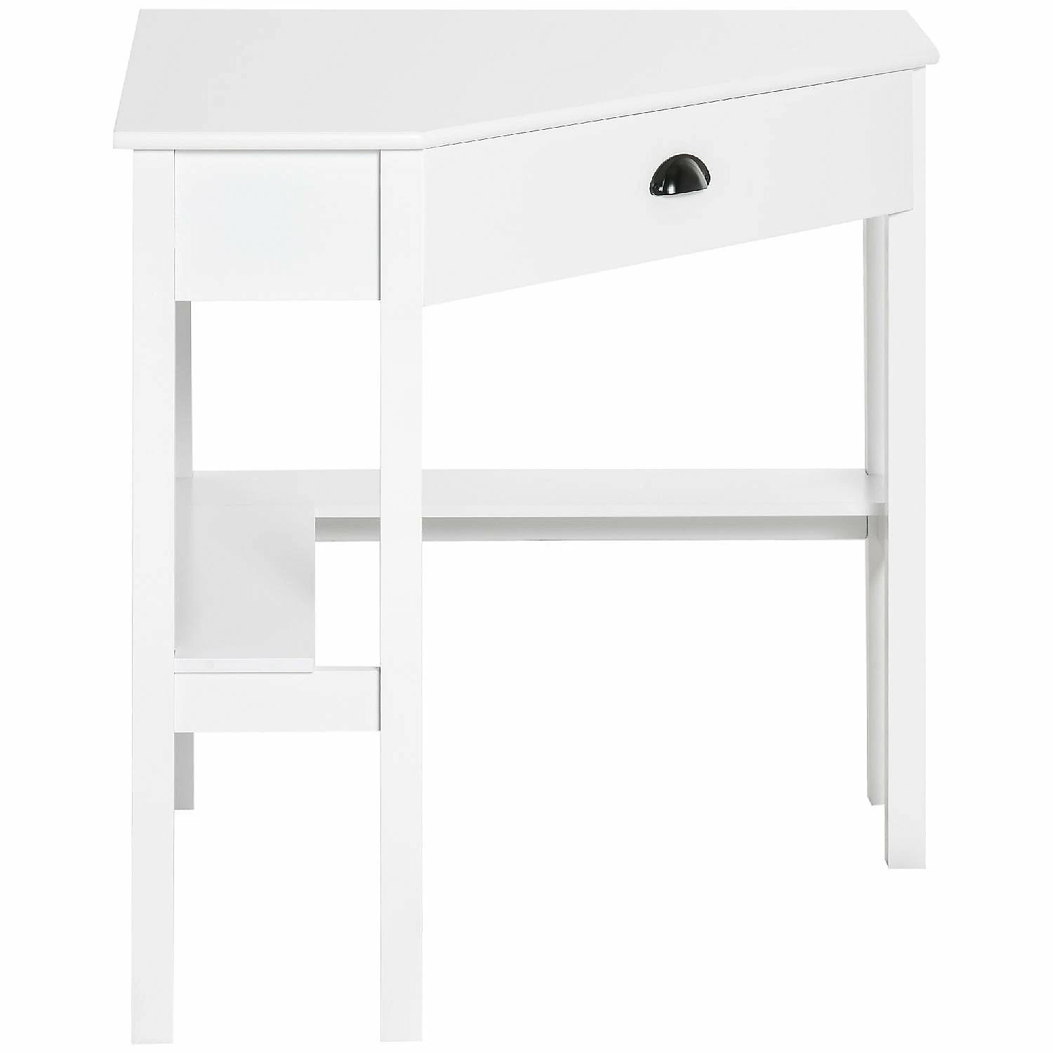 Best deal 🥰 HOMCOM Corner Desk Triangle Computer Desk with Drawer and Storage Shelves for Small Space Home Office Workstation for Living Room Bedroom White 🌟 4 Best deal 🥰 HOMCOM Corner Desk Triangle Computer Desk with Drawer and Storage Shelves for Small Space Home Office Workstation for Living Room Bedroom White 🌟 - Image 2
