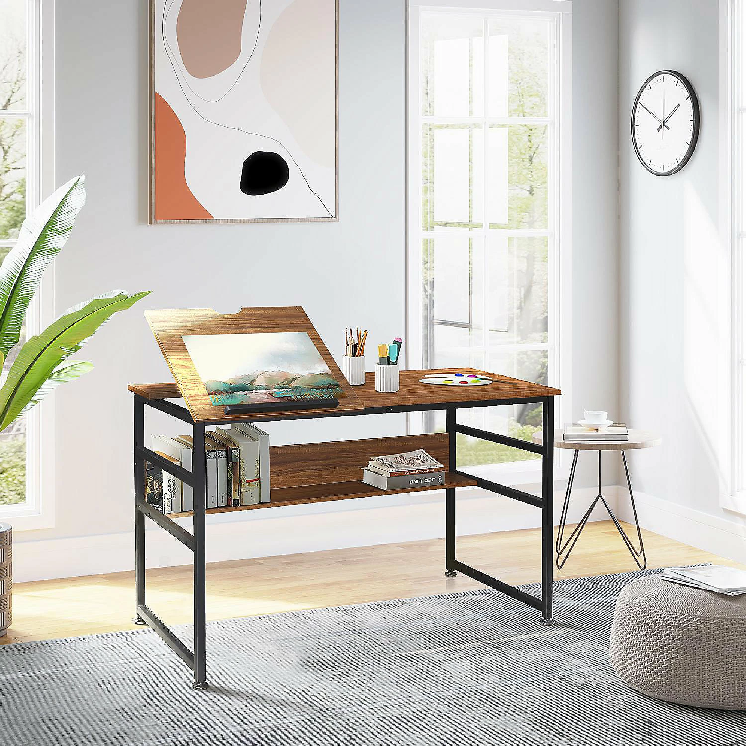 Flash Sale ๐ฅ HOMCOM Drafting Table Adjustable Drawing Desk Multifunctional Writing Desk with 15 Level Tiltable Tabletop and Storage Shelf for Home Office Walnut ๐ 6 Flash Sale ๐ฅ HOMCOM Drafting Table Adjustable Drawing Desk Multifunctional Writing Desk with 15 Level Tiltable Tabletop and Storage Shelf for Home Office Walnut ๐ - Image 4