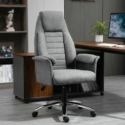 Discount ⭐ HOMCOM High Back Fabric Executive Chair with Padded Armrests Ergonomic Home Office Chair with Headrest Adjustable Height Light Grey 😀 -BTSE Shop homcom high back fabric executive chair with padded armrests ergonomic home office chair with headrest adjustable height light grey14225485 a03NOWA