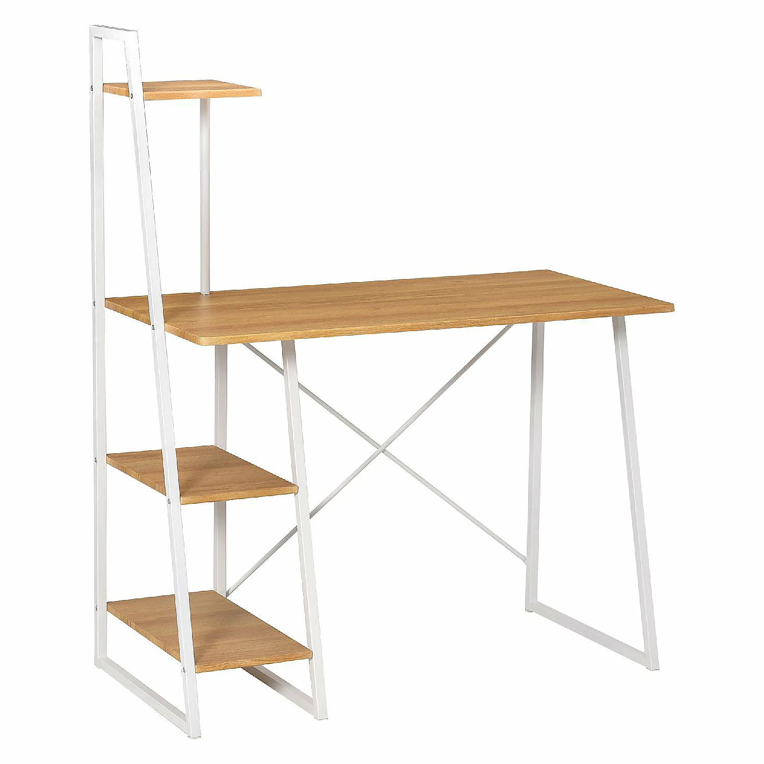 Coupon ๐ HOMCOM Home Office Computer Desk Study Writing Table Workstation with 3 Tier Open Storage Shelves Large Desktop and Metal X Bar Frame Natural/White ๐ 3 Coupon ๐ HOMCOM Home Office Computer Desk Study Writing Table Workstation with 3 Tier Open Storage Shelves Large Desktop and Metal X Bar Frame Natural/White ๐