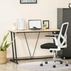 Best Pirce ⌛ HOMCOM Home Office Computer Writing Desk with Z Shaped Metal Frame V Shaped Support Bar and MDF Tabletop Black ❤️