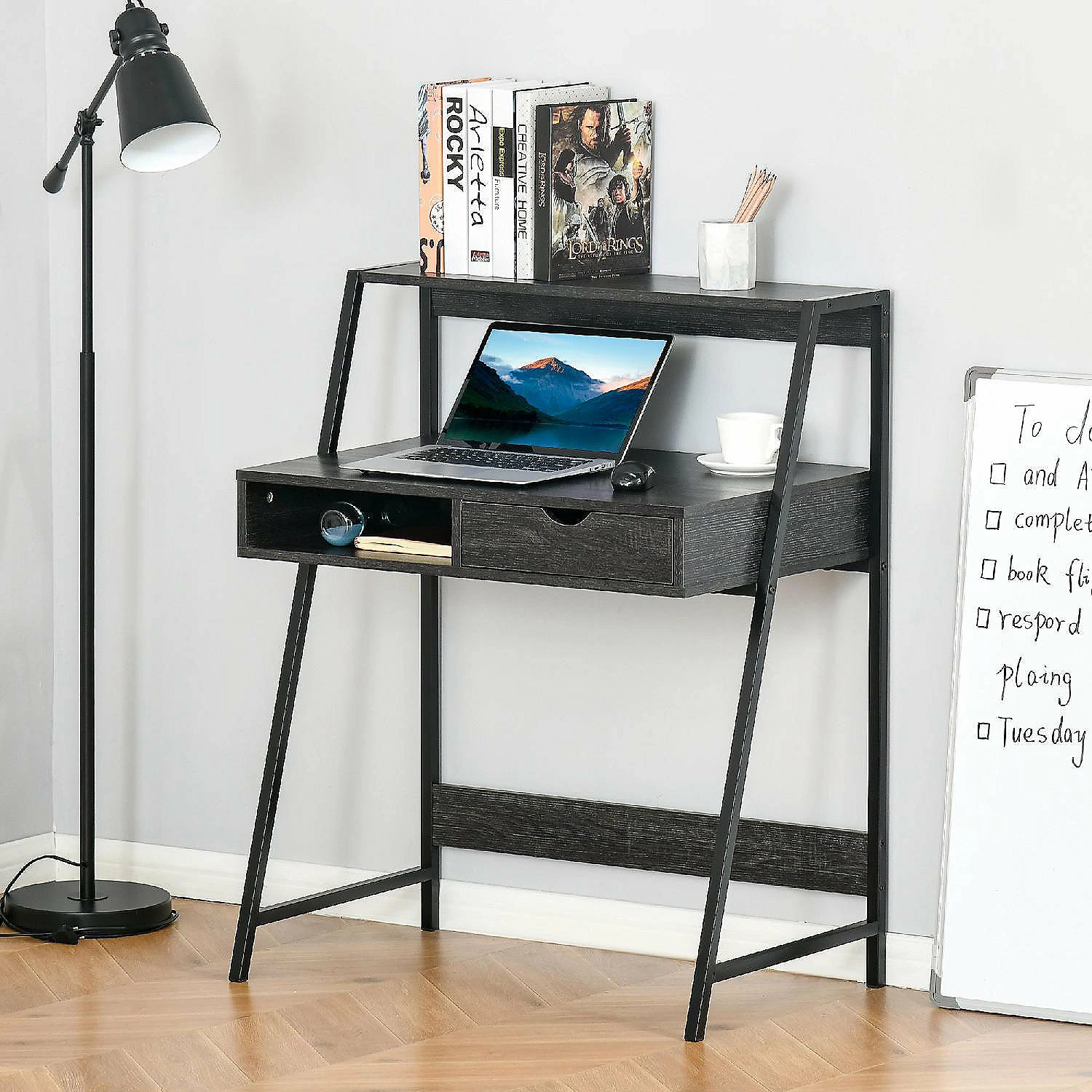 Best reviews of 🥰 HOMCOM Home Office desk Computer Desk for Small Spaces Writing Table with Drawer and Storage Shelves Grey ❤️ 4 Best reviews of 🥰 HOMCOM Home Office desk Computer Desk for Small Spaces Writing Table with Drawer and Storage Shelves Grey ❤️ - Image 2