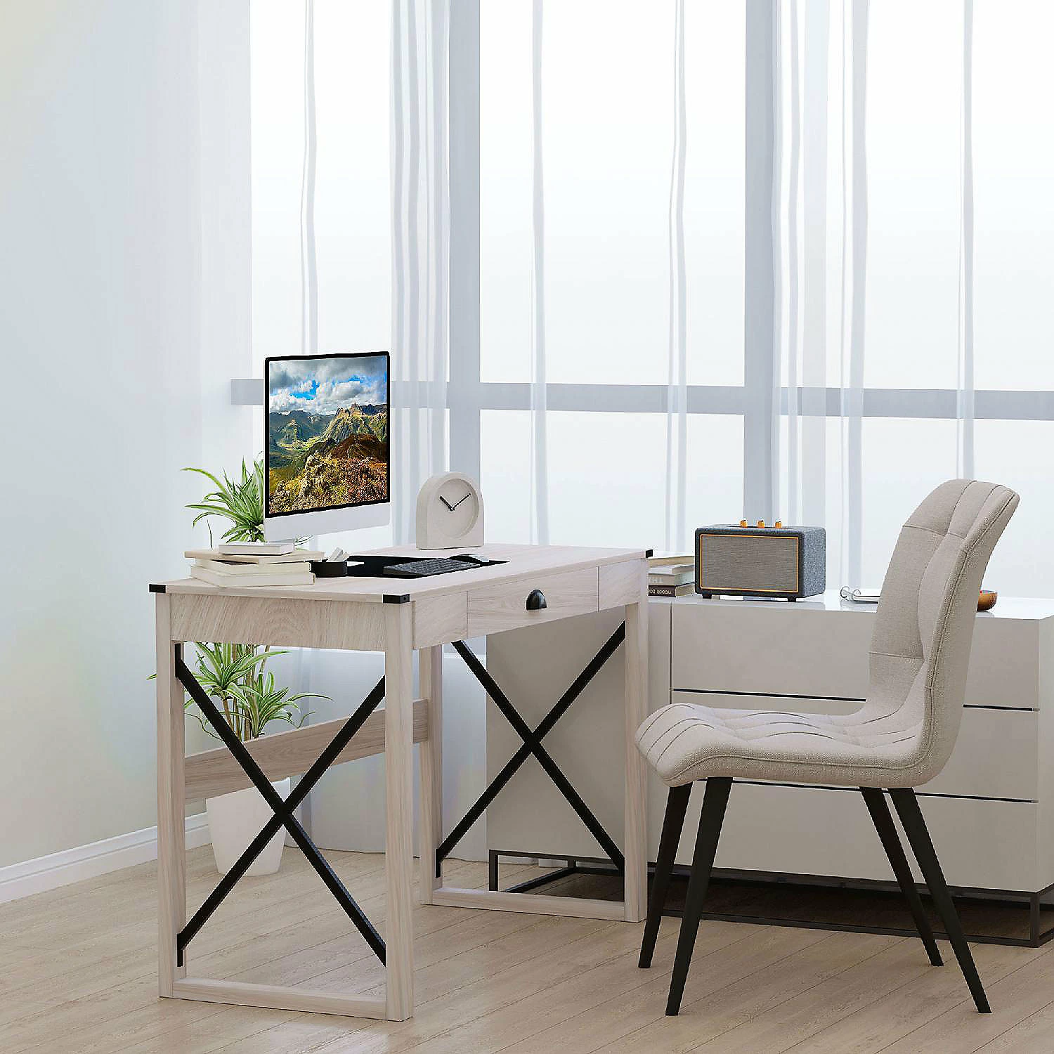Discount ๐ HOMCOM Home Office Desk Rustic Writing Computer Table Farmhouse Workstation with Storage Drawer X Frame โ๏ธ 5 Discount ๐ HOMCOM Home Office Desk Rustic Writing Computer Table Farmhouse Workstation with Storage Drawer X Frame โ๏ธ - Image 3