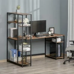 Outlet ❤️ HOMCOM Industrial Style Home Office Computer Desk with Display Storage Shelves CPU Stand and Strong Frame Black/Walnut 🛒 -BTSE Shop homcom industrial style home office computer desk with display storage shelves cpu stand and strong frame black walnut14225398 a02NOWA