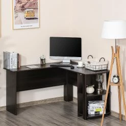 Wholesale ⭐ HOMCOM L Shaped Computer Desk Laptop Workstation with Return and 2 Storage Shelves for Home Office Dark Brown 😍 -BTSE Shop homcom l shaped computer desk laptop workstation with return and 2 storage shelves for home office dark brown14225519 a02NOWA