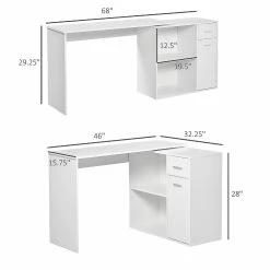 Best reviews of 😉 HOMCOM L Shaped Corner Computer Desk Workstation with Rotating Storage Shelves and Drawer for Home and Office White ⌛ -BTSE Shop homcom l shaped corner computer desk workstation with rotating storage shelves and drawer for home and office white14225331 a03NOWA