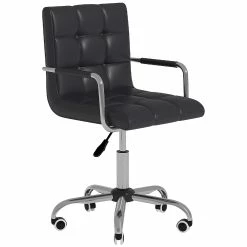 Cheapest 💯 HOMCOM Modern Computer Desk Office Chair with Upholstered PU Leather Adjustable Heights Swivel 360 Wheels Black ⌛