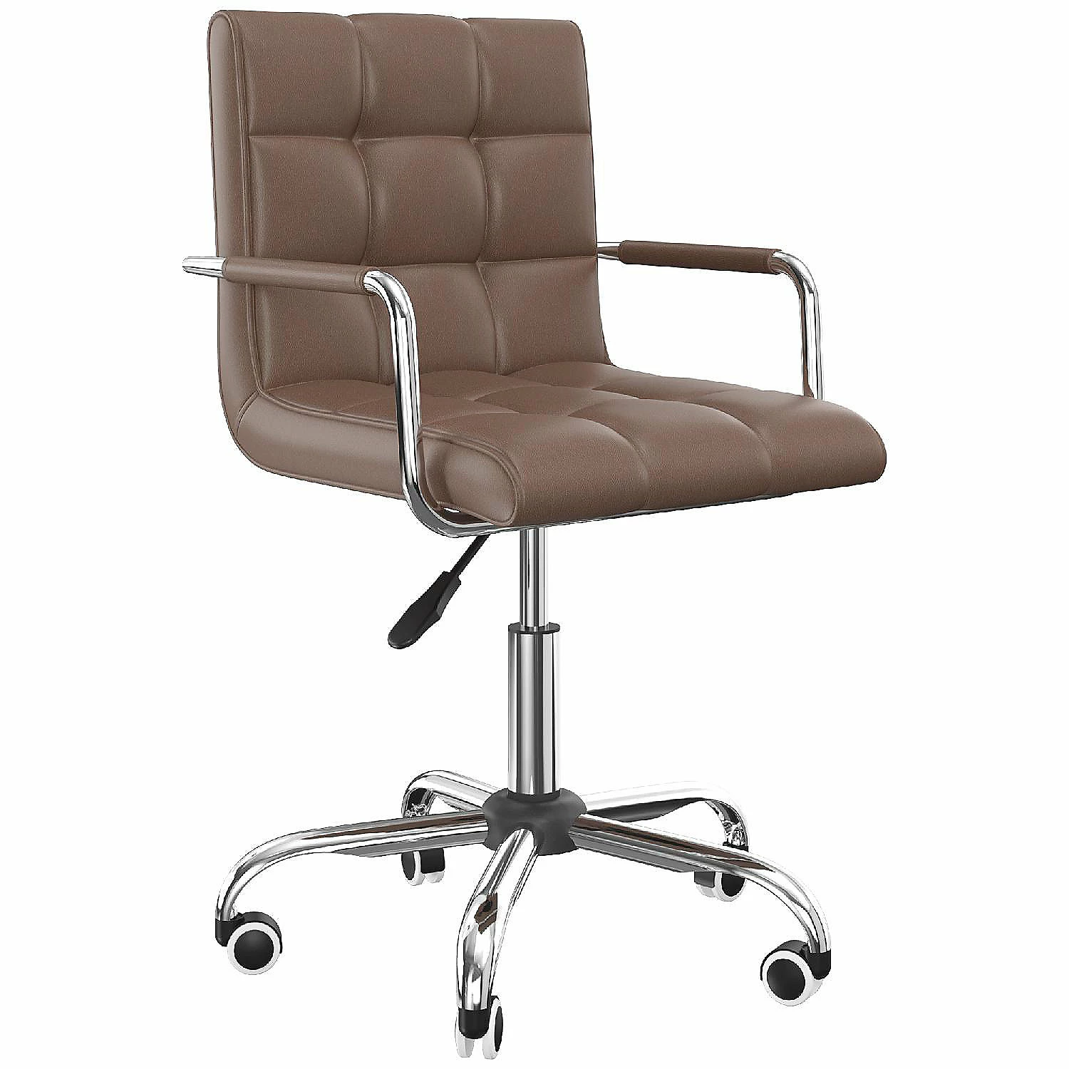 Cheap 🤩 HOMCOM Modern Computer Desk Office Chair with Upholstered PU Leather Adjustable Heights Swivel 360 Wheels Brown ❤️ 4 Cheap 🤩 HOMCOM Modern Computer Desk Office Chair with Upholstered PU Leather Adjustable Heights Swivel 360 Wheels Brown ❤️ - Image 2