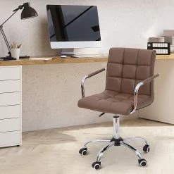 Cheap 🤩 HOMCOM Modern Computer Desk Office Chair with Upholstered PU Leather Adjustable Heights Swivel 360 Wheels Brown ❤️ 9 Cheap 🤩 HOMCOM Modern Computer Desk Office Chair with Upholstered PU Leather Adjustable Heights Swivel 360 Wheels Brown ❤️ -BTSE Shop homcom modern computer desk office chair with upholstered pu leather adjustable heights swivel 360 wheels brown14225484 a03NOWA