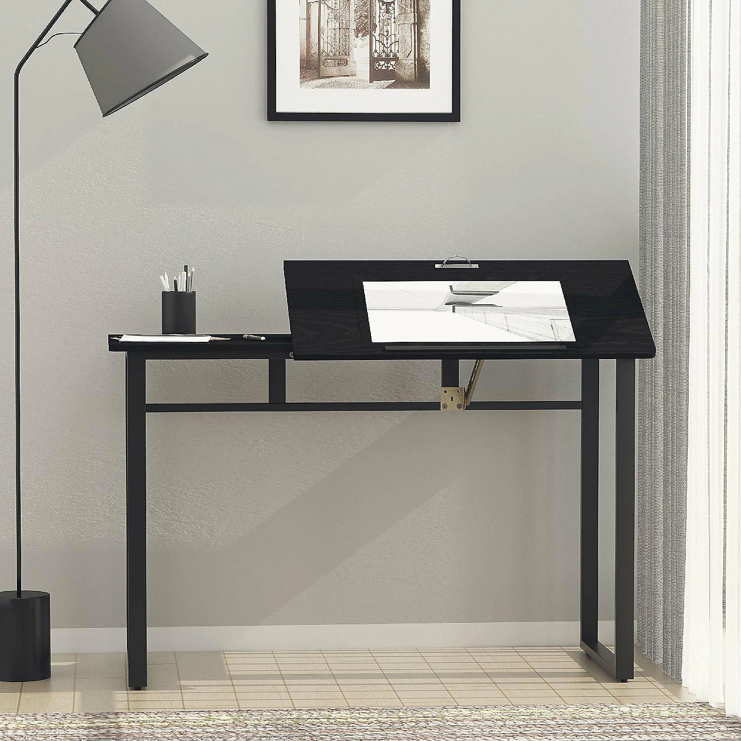 Deals ๐ฅฐ HOMCOM Modern Drafting Drawing Table with Adjustable Tiltable Tabletop Writing Office Desk Artist Workstation Black ๐ 4 Deals ๐ฅฐ HOMCOM Modern Drafting Drawing Table with Adjustable Tiltable Tabletop Writing Office Desk Artist Workstation Black ๐ - Image 2