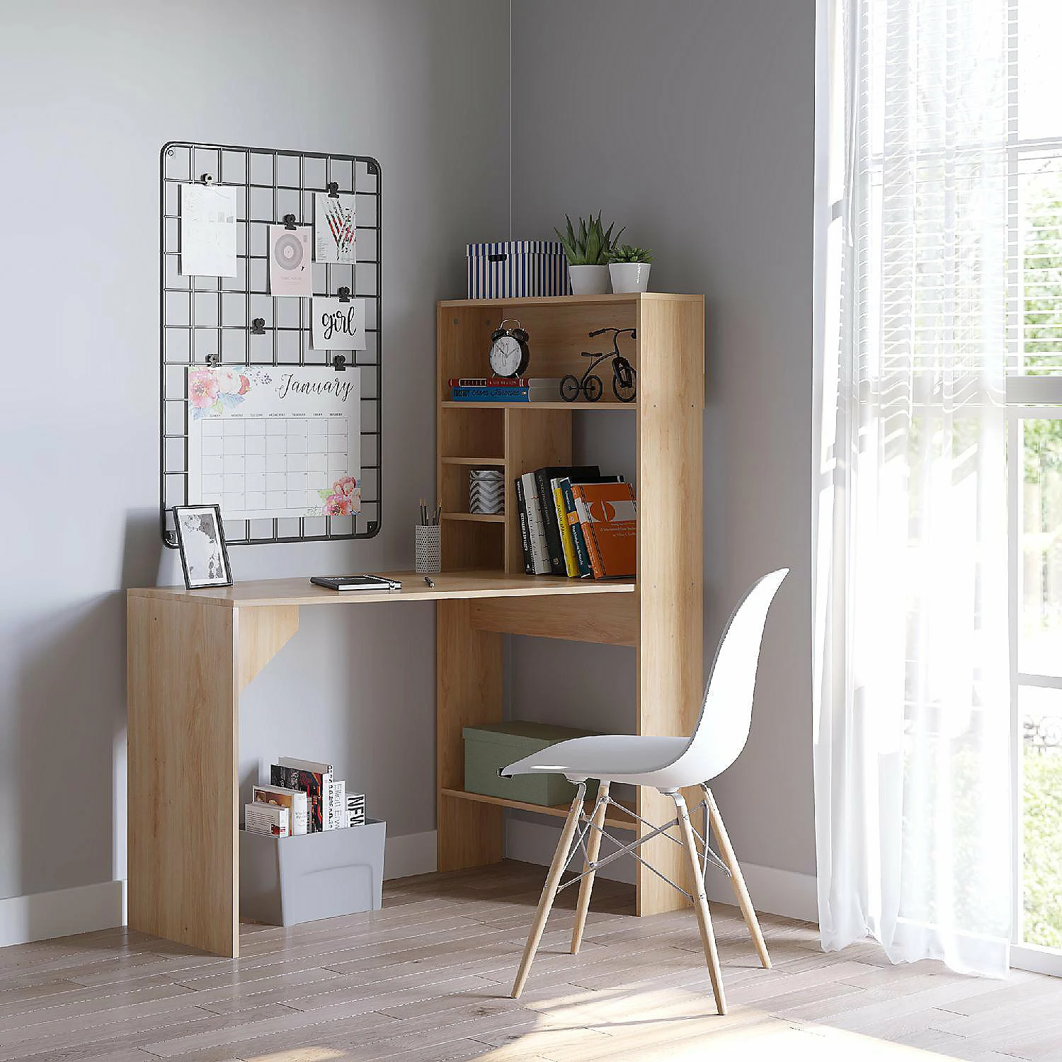 Budget 👍 HOMCOM Nordic Style Computer Desk with Hutch and Storage Shelves PC Laptop Writing Table Home Office Workstation Oak 🛒 4 Budget 👍 HOMCOM Nordic Style Computer Desk with Hutch and Storage Shelves PC Laptop Writing Table Home Office Workstation Oak 🛒 - Image 2