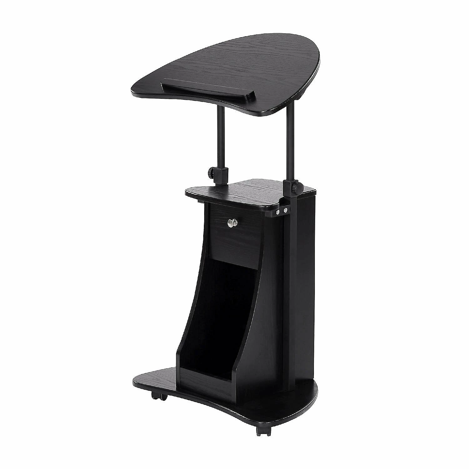 Discount 🧨 HOMCOM Sit to Stand Mobile Laptop Cart with drawer Height Adjustable Rolling Podium Desk Stand with Swivel Top and Storage Black 😀 4 Discount 🧨 HOMCOM Sit to Stand Mobile Laptop Cart with drawer Height Adjustable Rolling Podium Desk Stand with Swivel Top and Storage Black 😀 - Image 2