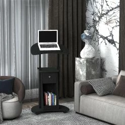 Discount 🧨 HOMCOM Sit to Stand Mobile Laptop Cart with drawer Height Adjustable Rolling Podium Desk Stand with Swivel Top and Storage Black 😀 8 Discount 🧨 HOMCOM Sit to Stand Mobile Laptop Cart with drawer Height Adjustable Rolling Podium Desk Stand with Swivel Top and Storage Black 😀 -BTSE Shop homcom sit to stand mobile laptop cart with drawer height adjustable rolling podium desk stand with swivel top and storage black14225384 a02NOWA