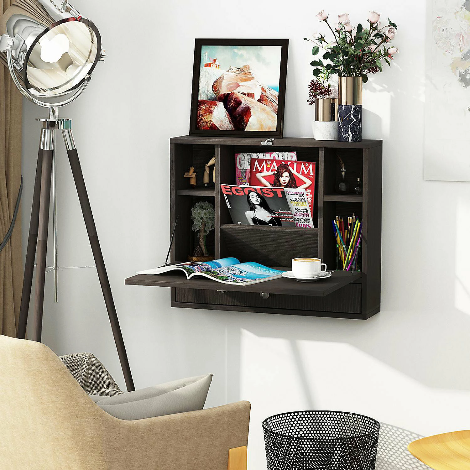 Best Pirce ๐ HOMCOM Wall Mounted Writing Computer Desk Workstation with Foldable Space Saving Design and Ample Interior Storage Coffee ๐ฅ 4 Best Pirce ๐ HOMCOM Wall Mounted Writing Computer Desk Workstation with Foldable Space Saving Design and Ample Interior Storage Coffee ๐ฅ - Image 2