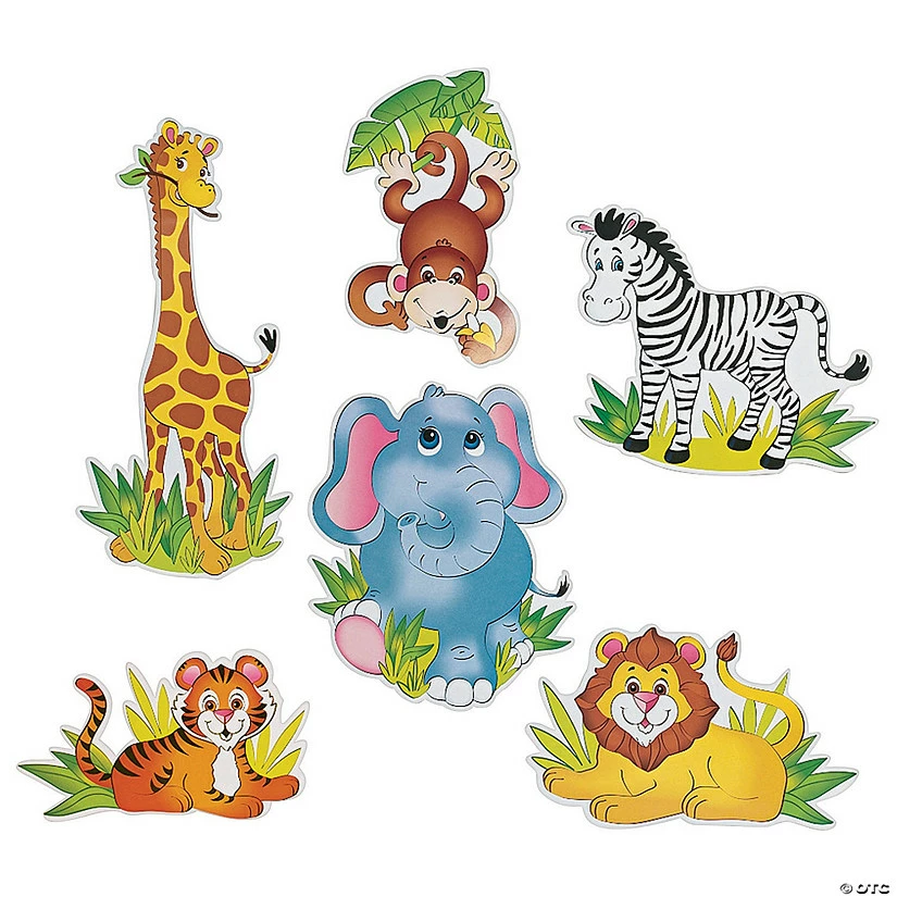 Promo 💯 Jumbo Zoo Animal Cutouts - 6 Pc. ❤️ 3 Promo 💯 Jumbo Zoo Animal Cutouts - 6 Pc. ❤️