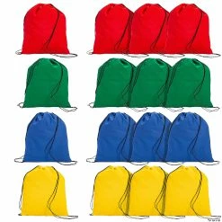 Cheap ๐คฉ Large Bright Canvas Drawstring Bags - 12 Pc. ๐