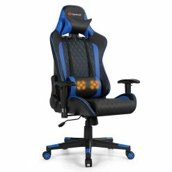 Brand new ๐ Massage Gaming Chair Reclining Racing Chair w/Lumbar Support and Headrest Blue โจ