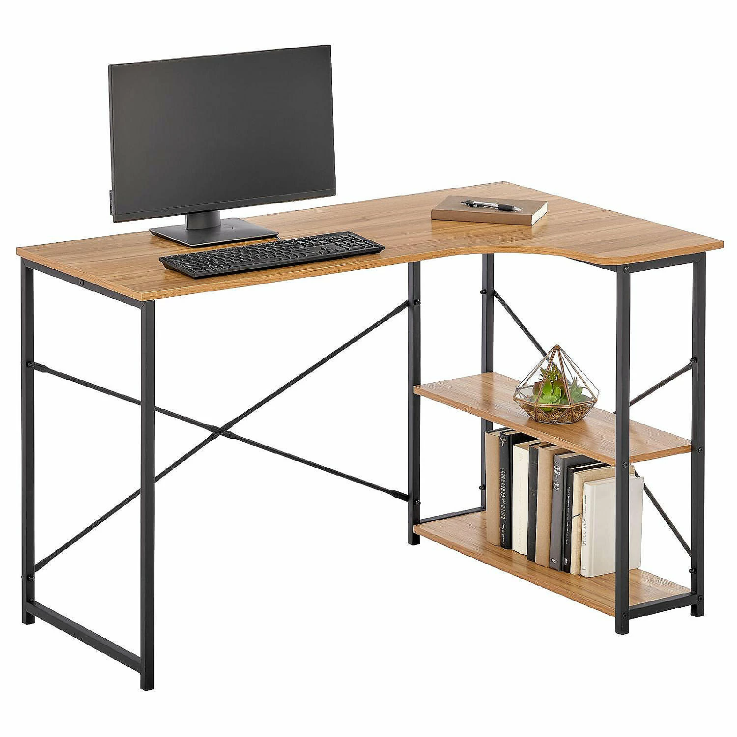 Best reviews of ๐ MDesign L-Shape Home Office Corner Desk with Shelves, Black Metal Frame/Wood Top ๐ 4 Best reviews of ๐ MDesign L-Shape Home Office Corner Desk with Shelves, Black Metal Frame/Wood Top ๐ - Image 2